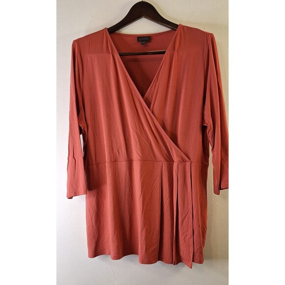 J JILL WEAREVER COLLECTION Wrap Front Baby Doll Top Women's Sz L Petite Bohemian - Picture 1 of 9